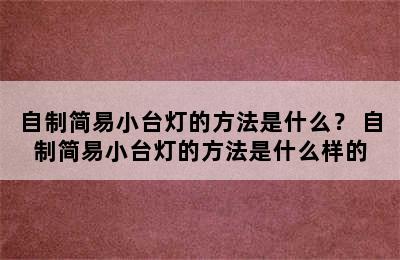 自制简易小台灯的方法是什么？ 自制简易小台灯的方法是什么样的